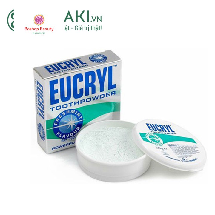 [Mã giảm mỹ phẩm chính hãng] Bột Làm Trắng Răng Hương Bạc Hà EUCRYL Tooth Powder Freshmint 50g