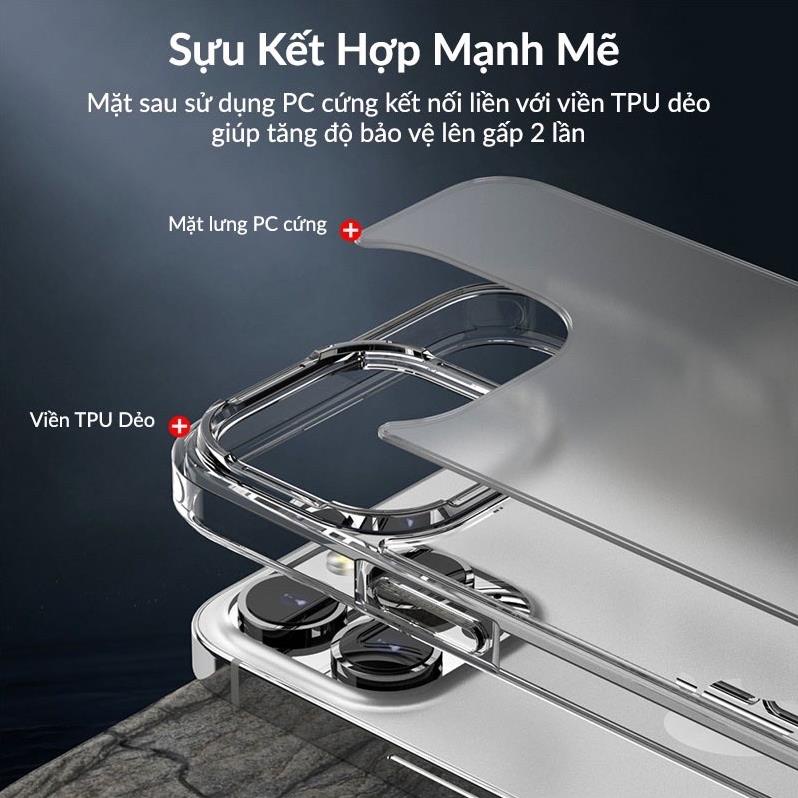 Ốp lưng Likgus nhám iPhone 13, 13 Pro, 13 Pro Max, 12, 12 Pro, 12 Pro Max trong nhám viền gờ cao chống sốc không ố màu