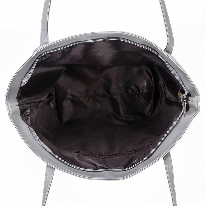 Túi xách đeo vai nữ da PU T90 30x28x11cm phối 2 màu (Xám-Xanh-Vàng)