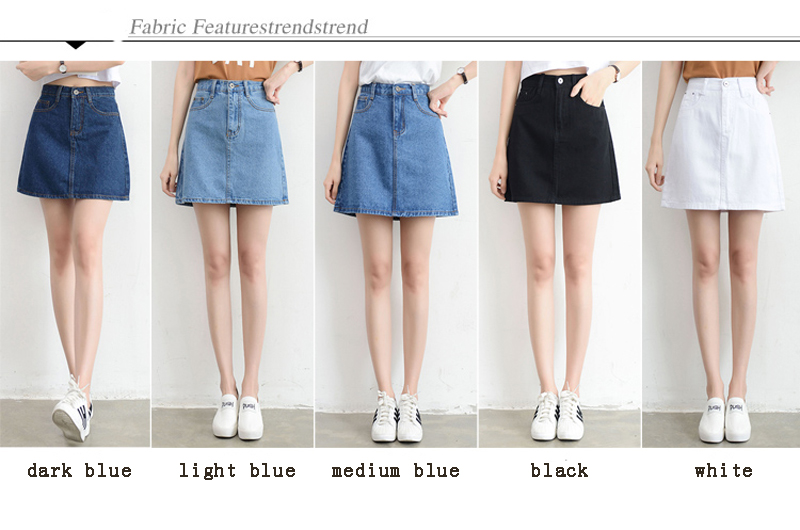 Váy denim Thời trang mùa hè Eo cao Hàn Quốc Váy đen Gói màu xanh Hip Jeans Harajuku Plus Size váy phụ nữ váy mini