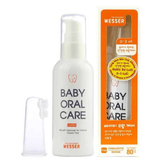 Kem đánh răng, rơ lưỡi nuốt an toàn Wesser Baby oral care.