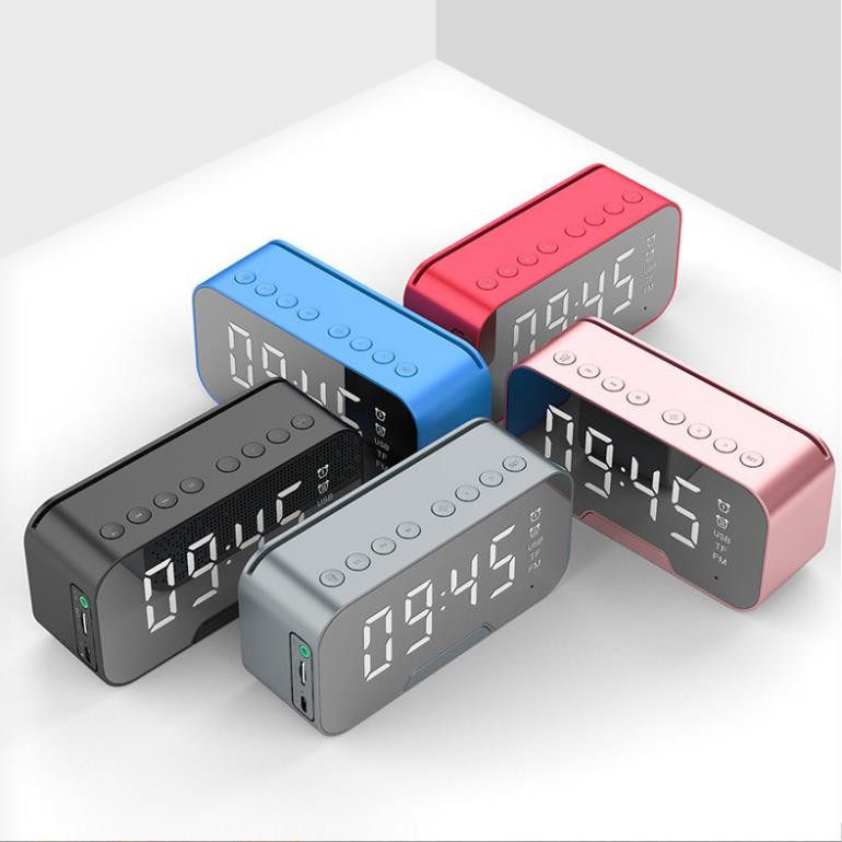 Loa Bluetooth Mini màn hình tráng gương - Loa Bluetooth Mini kết hợp đồng hồ báo thức siêu tiện lợi, có khe cắm thẻ nhớ
