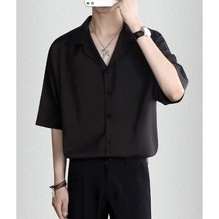 Áo Sơ Mi Ngắn Tay Unisex vải lụa cao cấp BASIC OUTFIT Không Nhăn Mặc Thoáng Mát Phong Cách Hàn Quốc