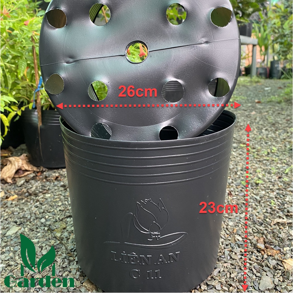 Chậu nhựa đen  dẻo trồng và ươm cây C11  - Liên An