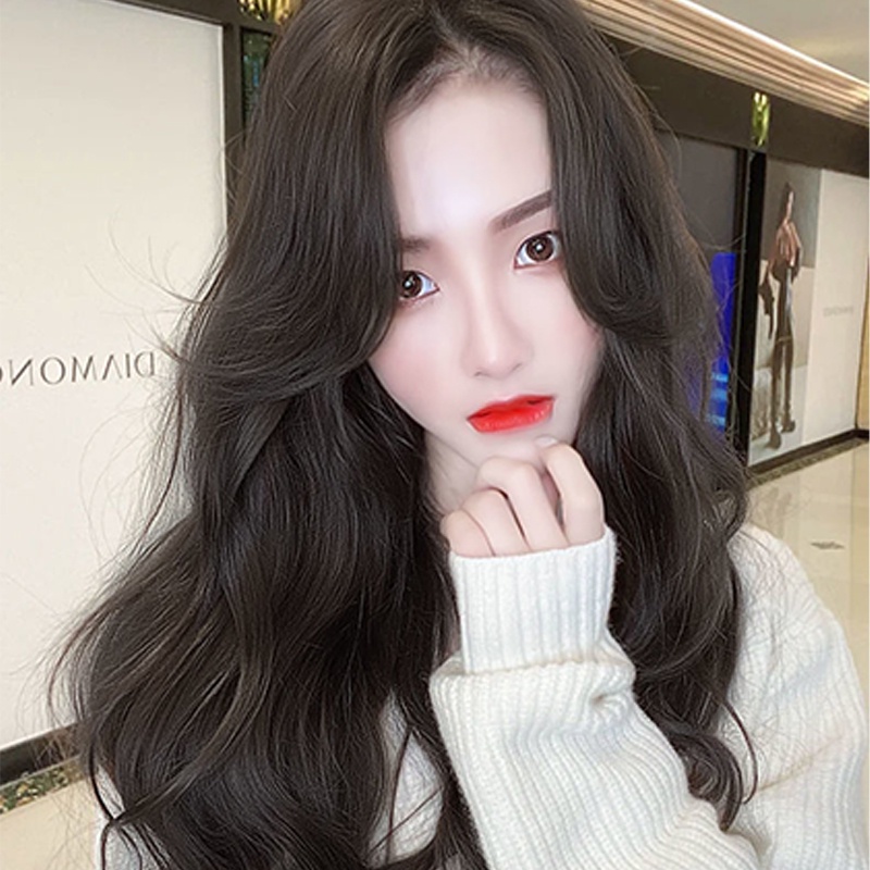 Bộ Tóc Giả Dài Xoăn Màu Nâu Đen Dành Cho Nữ