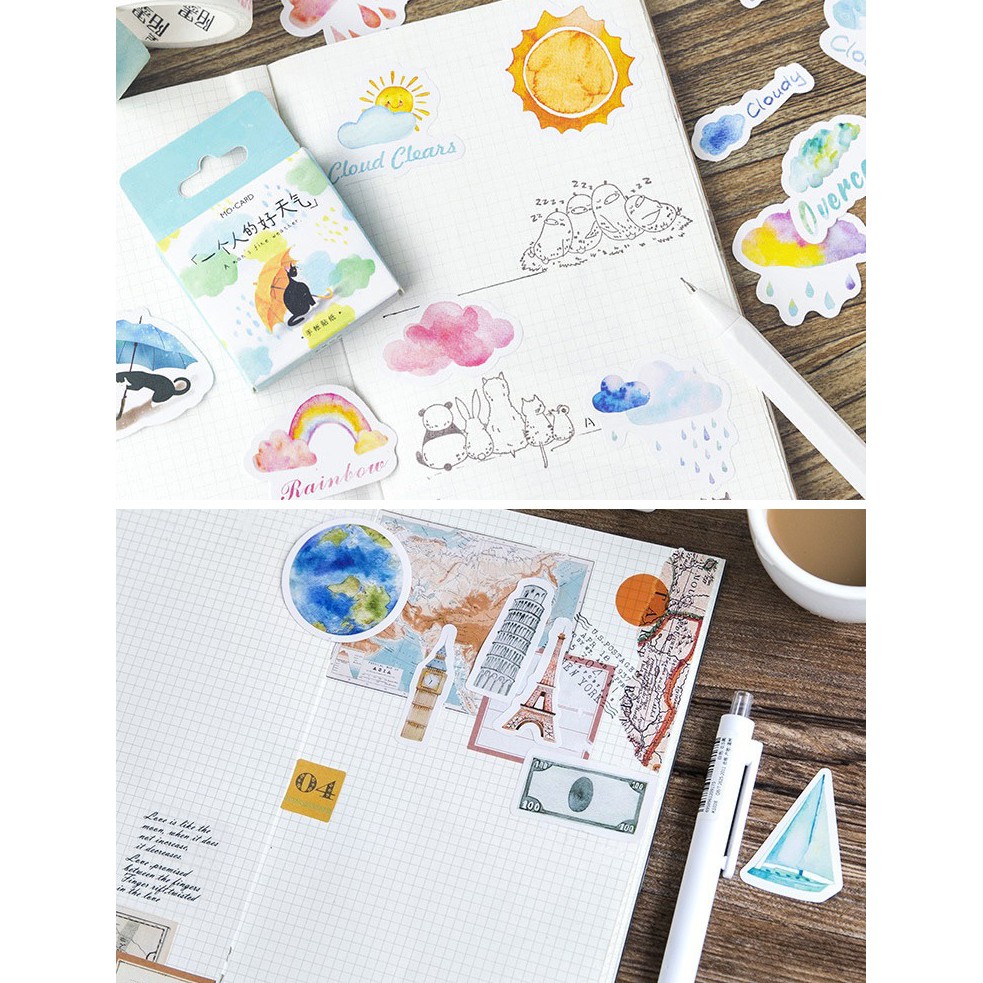 Hộp 46 sticker giấy du lịch SH4605 Gachini