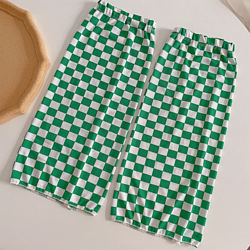 Tất Dài Họa Tiết Sọc Caro Phong Cách Harajuku