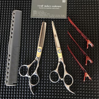Bộ 2 Kéo Cắt Tóc Chuyên Nghiệp 6Inch Nhật Bản Tặng hộp đựng kéo  và Lược Tony&Guy Chịu Nhiệt Cao Cấp