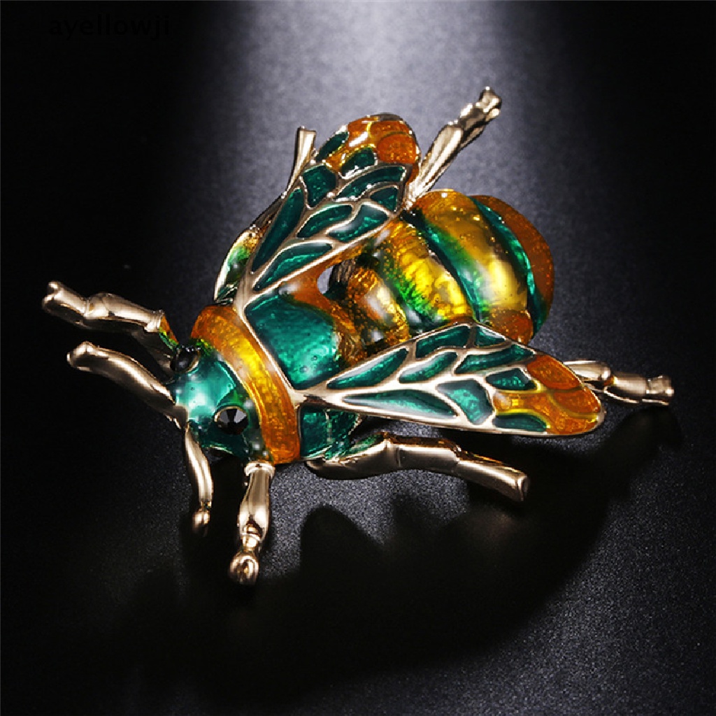 Ghim cài áo hình chú ong bằng kim loại tráng men phong cách vintage