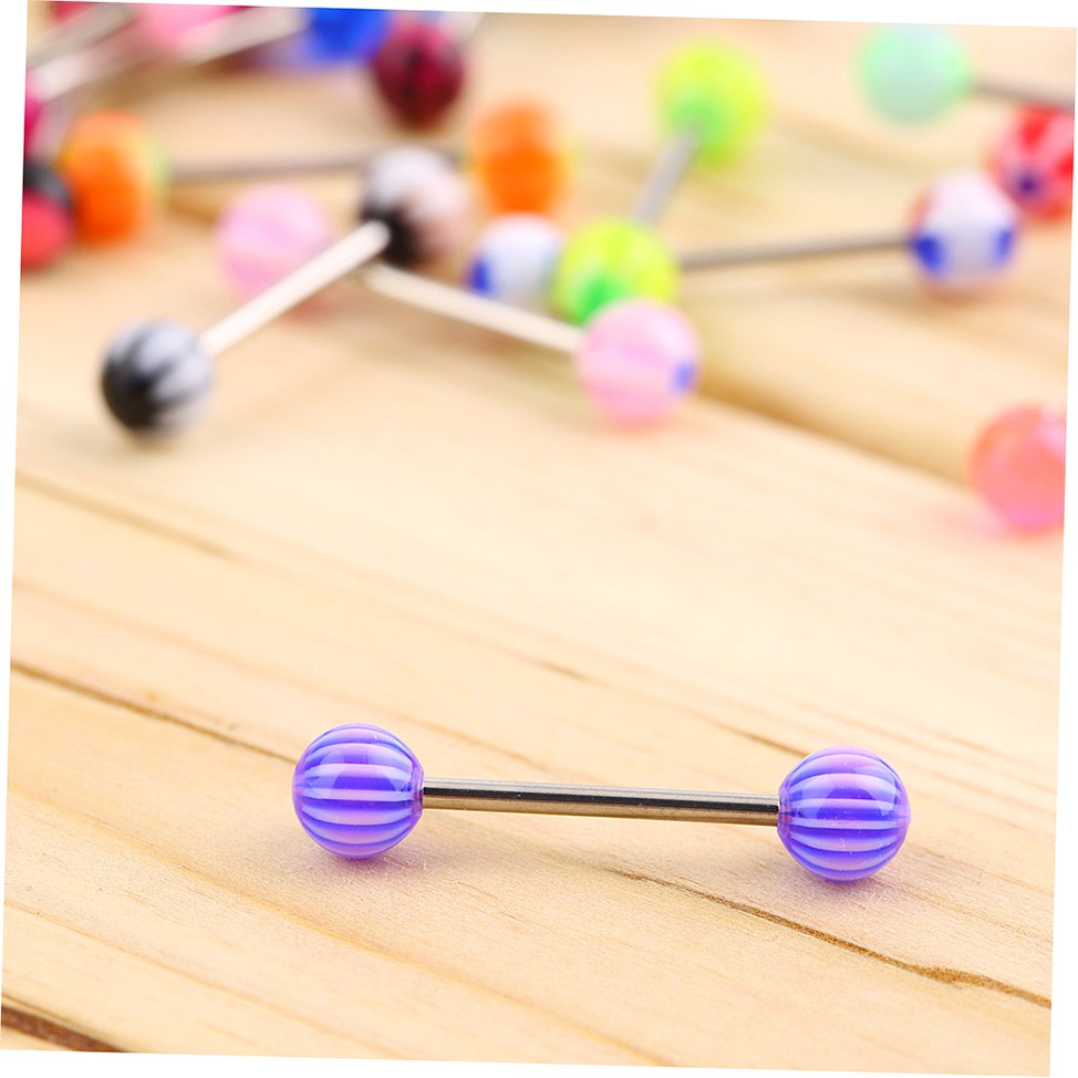 Set 20 khuyên lưỡi 14 kích thước bằng thép phẫu thuật