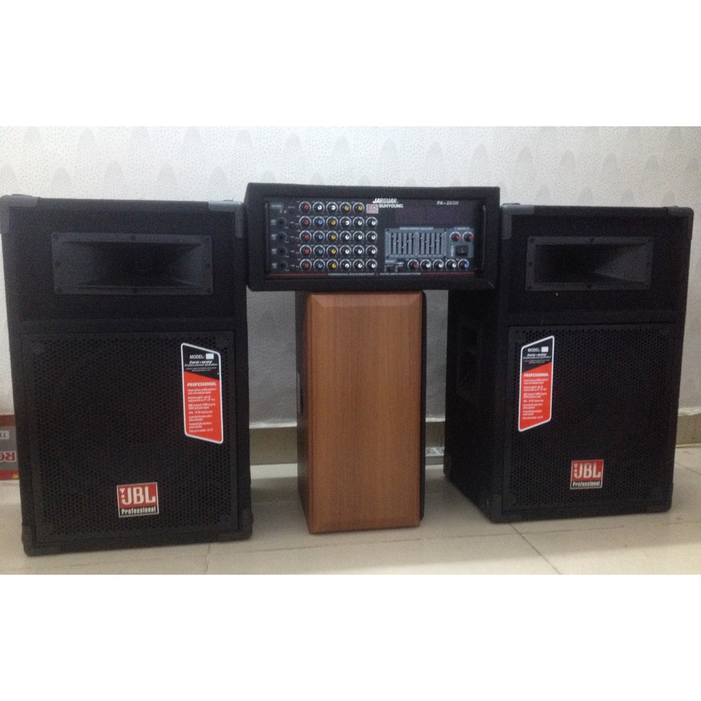 Dàn âm thanh gồm: loa JBL + Amply Jarguar 16 sò bọc nỉ chơi nhạc sóng