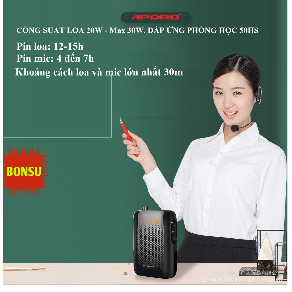 Loa trợ giảng không dây Aporo T30, máy trợ giảng có bluetooth