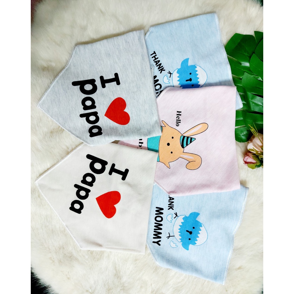 Bán lẻ 1 khăn yếm tam giác hai cúc bấm I love papa vải cotton cao cấp cực mềm mịn cho bé