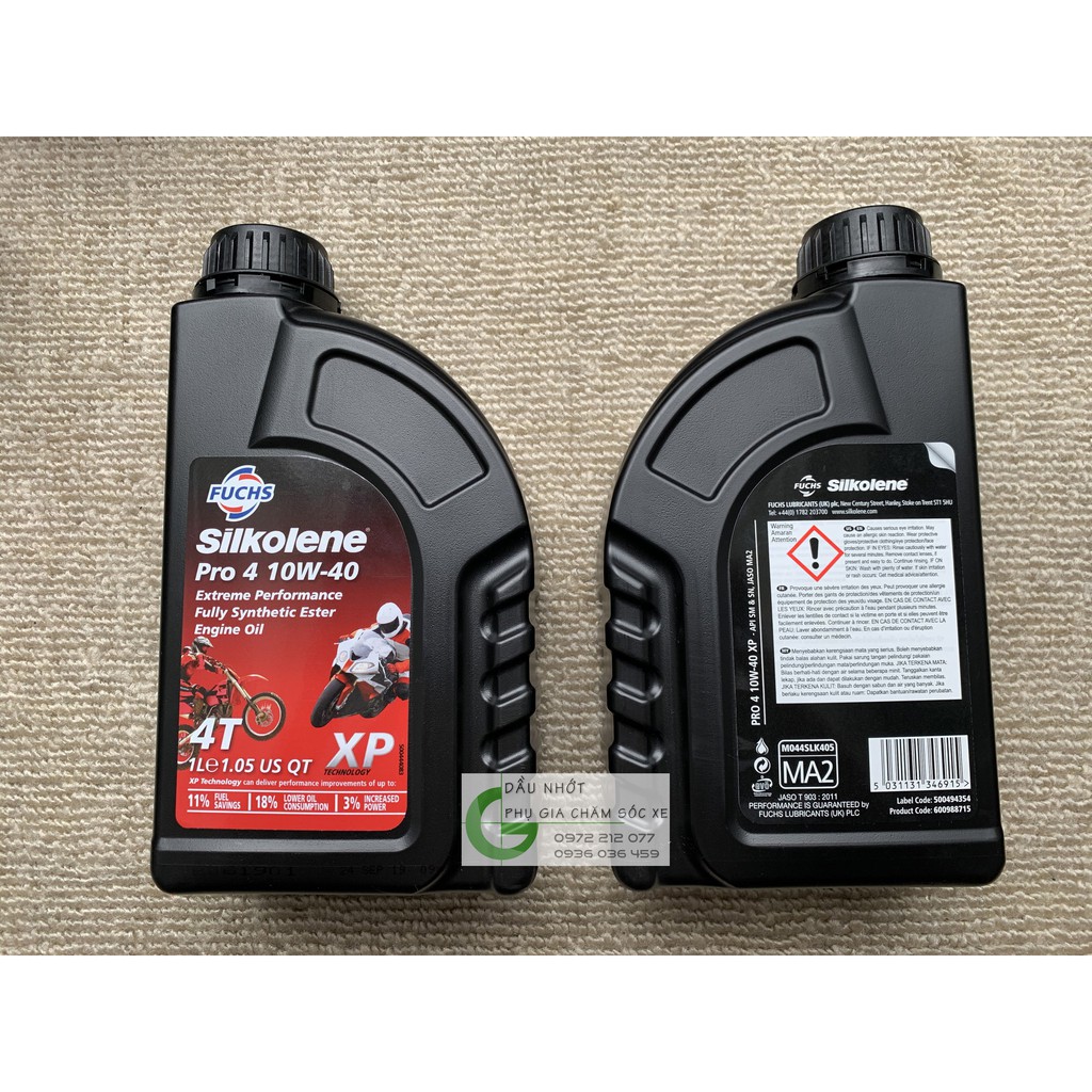 Dầu nhớt Fuchs Silkolene 10W-40 tổng hợp toàn phần Ester cao cấp cho xe côn tay Honda, Yamaha, Suzuki, KTM, Benelli...