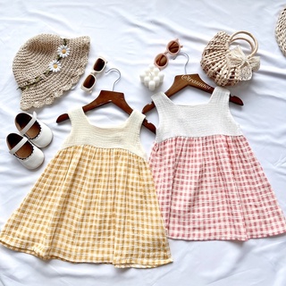 Váy babydoll bồng bềnh cho bé gái chất liệu xô muslin mềm, mát, xinh xắn