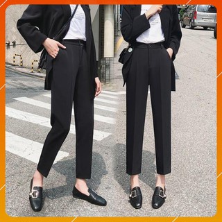 [FREE SHIP]Quần tây đen nữ đi học làm công sở - dáng quần 9 tấc khuy giữa chất vải tuyết mưa cực mềm mịn dày dặn