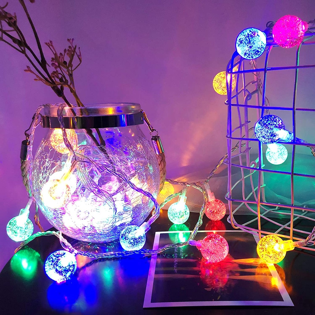 Dây bóng đèn 10M 100LED 220v 8 chế độ sáng, đèn nhiều màu, đèn tạo hình kết quả cầu pha lê bóng, đèn cổ tích, đèn noel, trang trí phòng ngủ, sân vườn