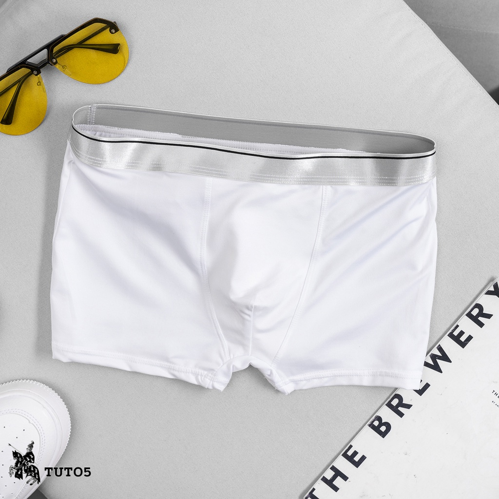 Quần Lót Nam Boxer TUTO5 Menswear Sịp Đùi Thun Lạnh Cotton Cao Cấp Basic Trơn Trắng / Đen / Tím Than, Ghi Trắng BX01
