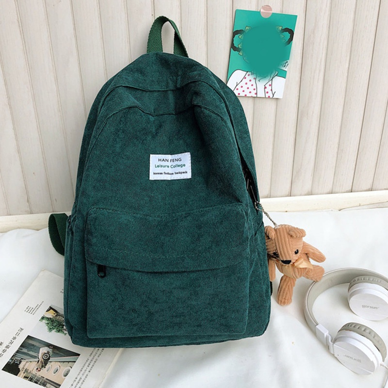 Ba Lô Đi Học/Du Lịch Vải Nhung Kèm Mặt Dây Chuyền Thời Trang Cho Nữ