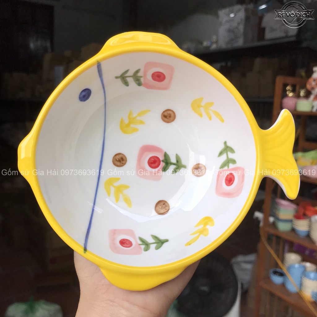 Set 9 món bát đĩa màu vàng gà con cực xinh