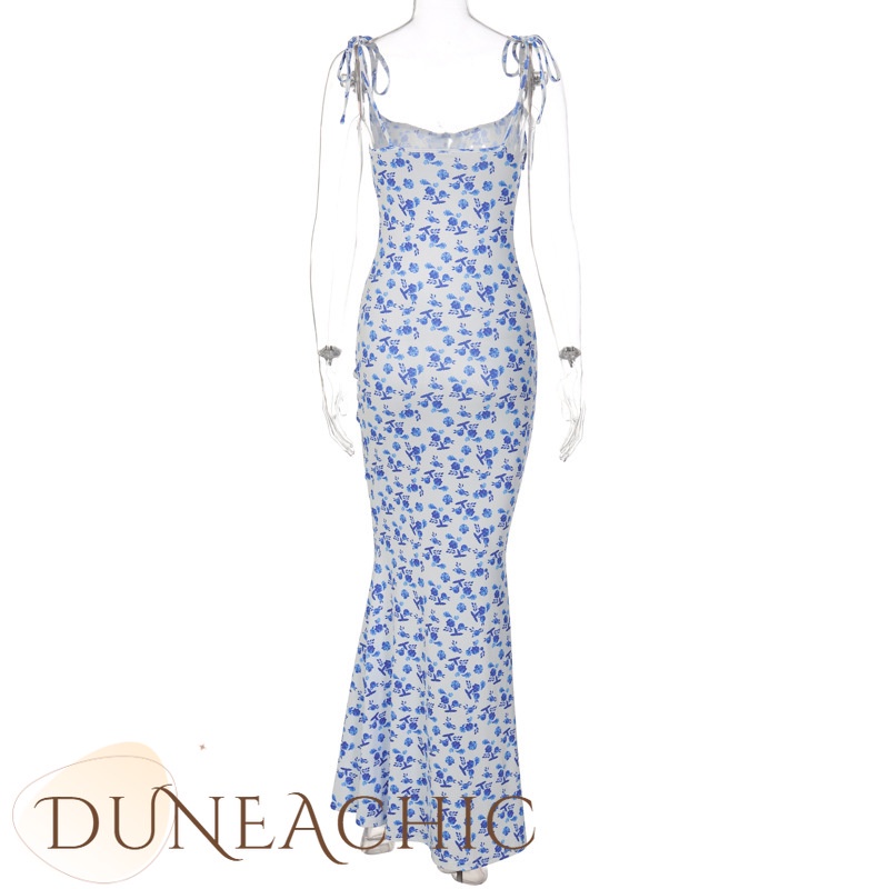 DUNEA Đầm Hai Dây Họa Tiết Hoa Xinh Xắn Cho Nữ