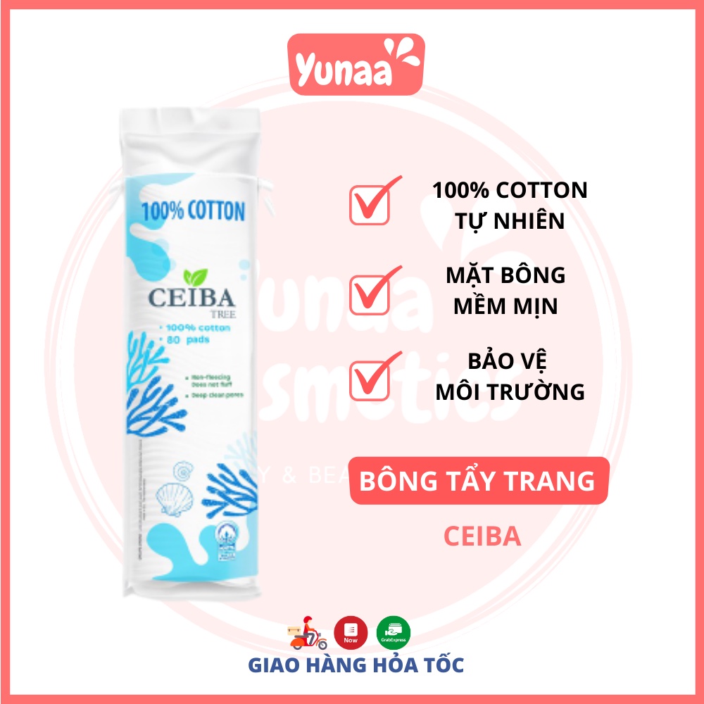 Bông Tẩy Trang Siêu Tiết Kiệm Dung Dịch Ceiba Cotton 80 Miếng