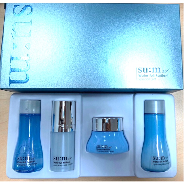 Set mini dưỡng ẩm cấp nước - căng bóng - làm trắng da Su:m37° Water Full Radiant Hydrating Glow/ Ohui công ty chính hãng
