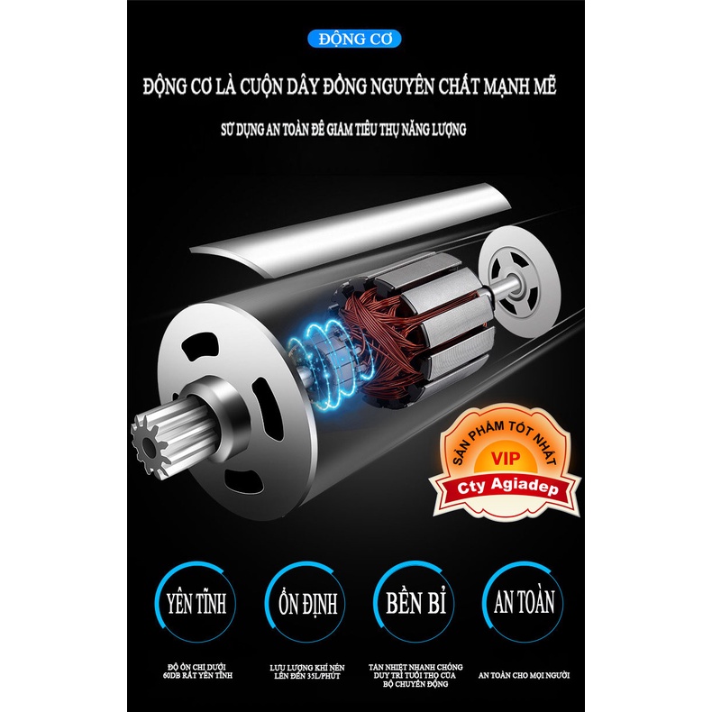Bơm lốp ô tô Cao cấp có màn hình led - tự ngắt Carsun chính hãng- Agiadep.com