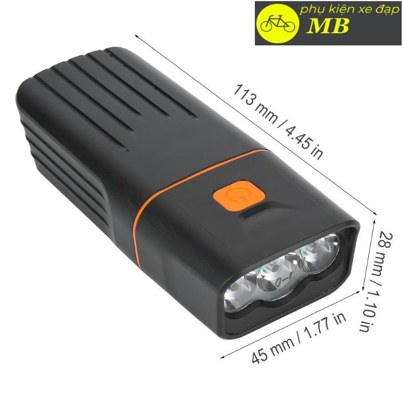 Đèn xe đạp siêu sáng 3 mắt độ sáng 1000lumen cao cấp sạc usb chống nước tích hợp sạc dự phòng