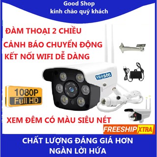 Camera wifi yoose ngoài trời 6 mắt chuẩn 2.0 1080P, xem đêm có màu, chống nước IP66, phát hiện và cảnh báo chuyển động