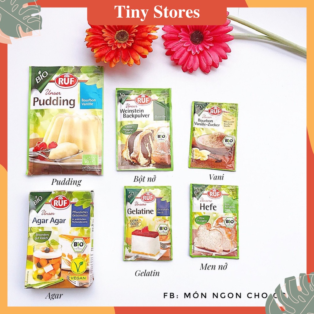 Gelatin/Pudding/Agar/Men Nở/Bột nở/ Vani Hữu Cơ RUF