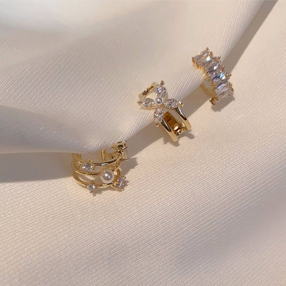 Khuyên Kẹp Vành Tai Đính Đá Zircon / Ngọc Trai Thời Trang Thanh Lịch