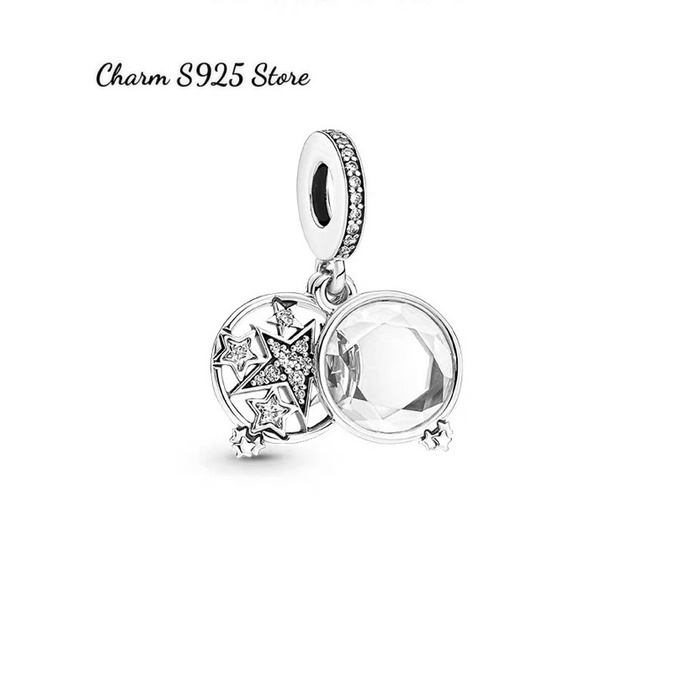 charm pan treo ngôi sao đính đá trắng bạc s925 cao cấp