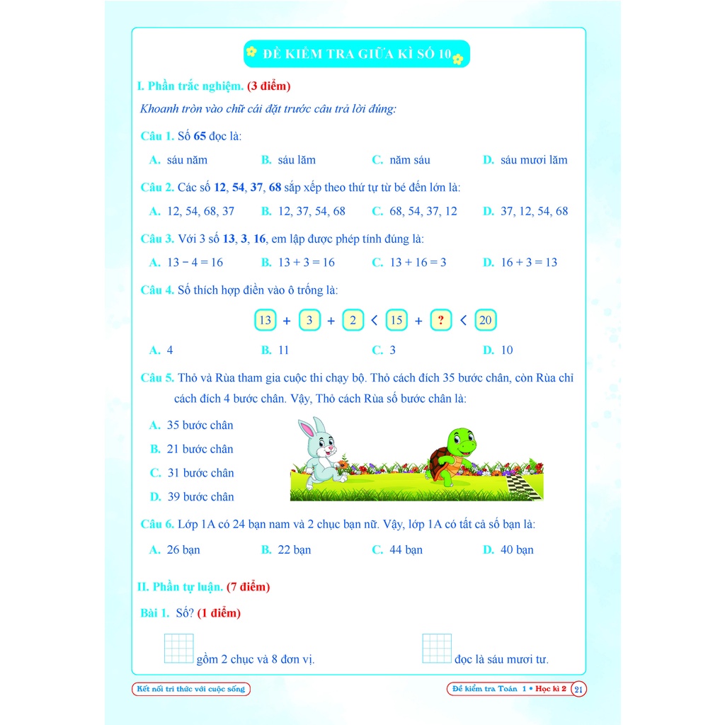 Sách - Đề kiểm tra TOÁN 1 học kì 2 (Kết nối tri thức với cuộc sống)