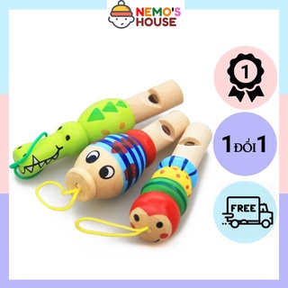 Còi gỗ hình động vật đáng yêu cho bé, đồ chơi trẻ con, đồ chơi nhạc cụ