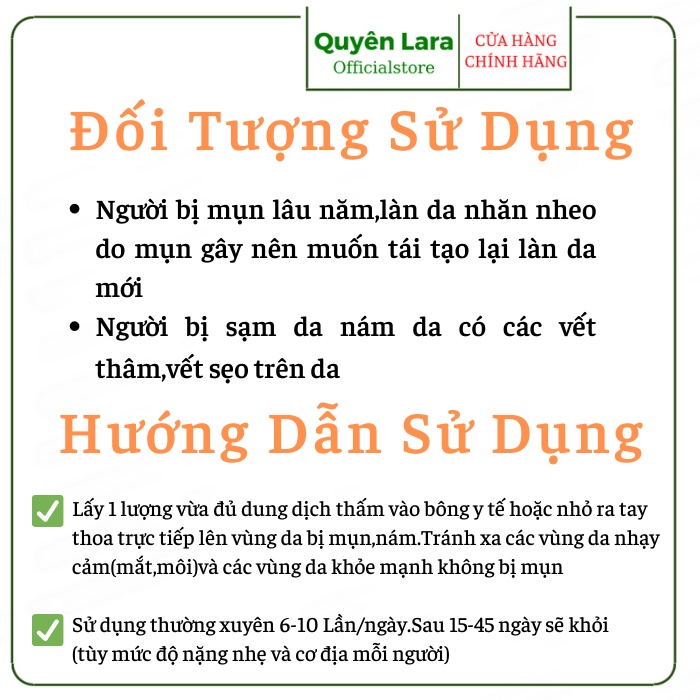 Mụn Nám Thảo Dược Quyên Lara Đánh Bay Mụn,Nám.Tàn Nhang,Tái Tạo Lại Làn Da Mới An Toàn,Hiệu Quả Sau 1 Liệu Trình 120ml