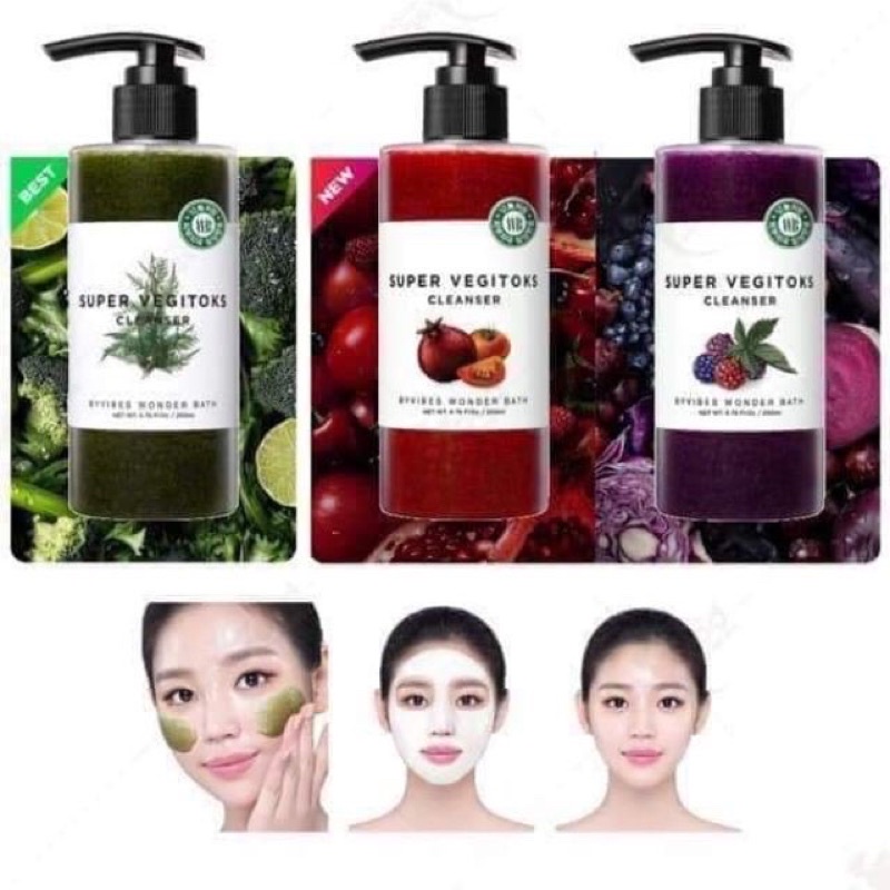 Sữa rửa mặt rau củ thải độc Super vegitoks cleanser Wonder bath - 300 ml chính hãng Hàn Quốc, | BigBuy360 - bigbuy360.vn