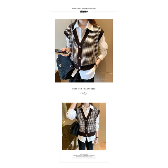 Áo khoác len cardigan cổ chữ V dáng rộng họa tiết kẻ sọc màu tương phản thời trang Hàn Quốc