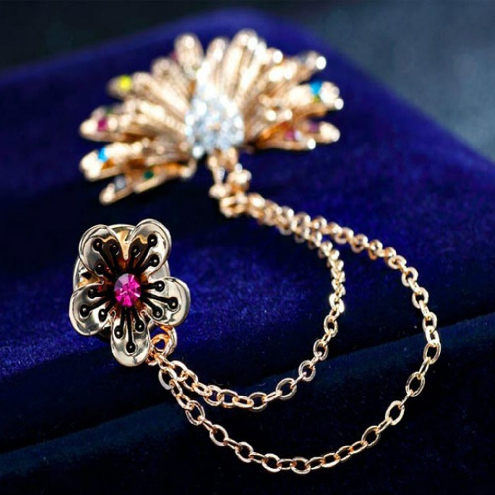 Ghim Cài Áo Hình Bông Hoa Phối Dây Xích Thời Trang Cho Nữ