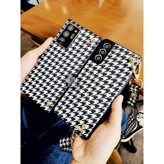 Ốp lưng samsung galaxy note 20 ultra / note 20 / note 10 plus / note 10 / note 9 houndstooth kèm dây đeo dài