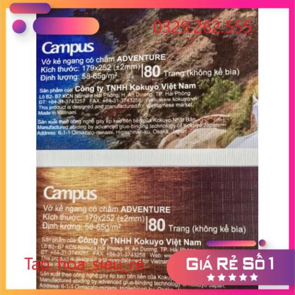 (Rẻ Vô địch) Set 10 Vở kẻ ngang Campus 80 trang có chấm cao cấp