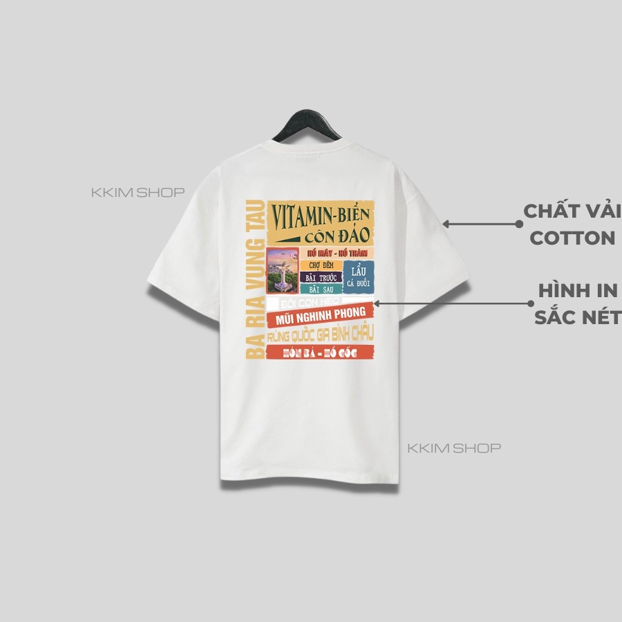 Áo thun tay lỡ BÀ RỊA VŨNG TÀU, Áo phông 63 tỉnh thành Form rộng oversize, chất liệu Cotton KKIMSHOP