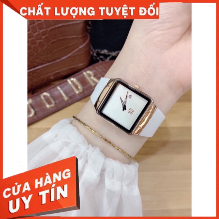 Đồng hồ nữ Guou mặt vuông dây silicone cao cấp, phong cách thời thượng bảo hành 12 tháng