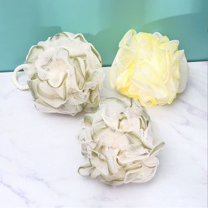 Bông tắm tròn tạo bọt tông màu vàng chanh cao cấp BAG U BONGTAM239