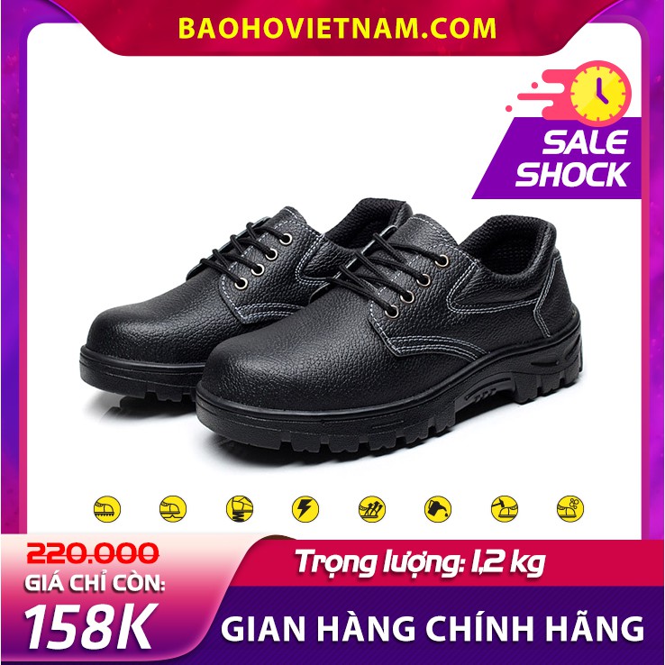 Giày Bảo Hộ Lao Động Nhật Quang SIÊU BỀN da tổng hợp, mũi thép, chống đinh, dầu trơn trượt, hoá chất. | BigBuy360 - bigbuy360.vn