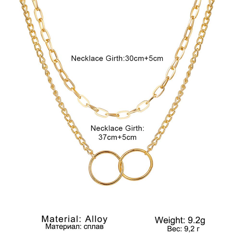 Vòng Cổ Choker Hai Lớp Mặt Nhẫn Hợp Kim Phong Cách Punk Hip Hop Cổ Điển Thời Trang Cho Nữ