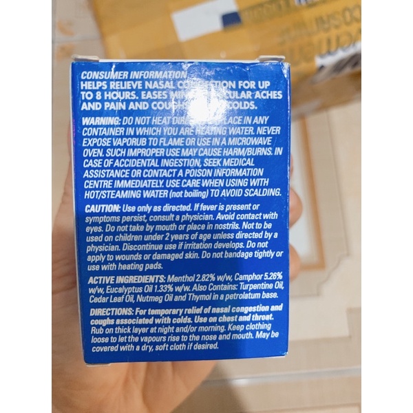 dầu bôi ấm ngực Vicks Vaporub 50g vapo rub