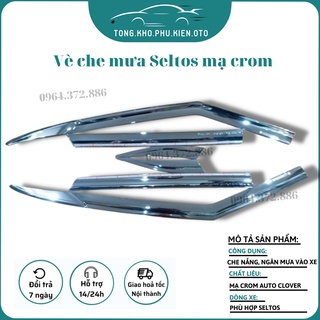 Vè che mưa xe kia seltos 2020-2021-2022 mạ crom auto clover, loại 6 chi tiết sáng bóng