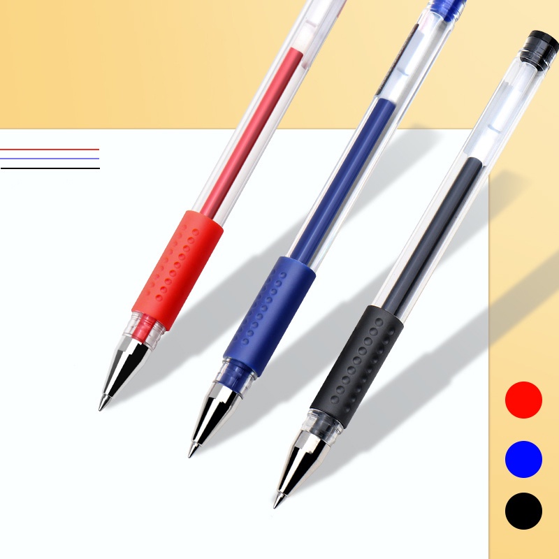 Bút Bi Mực Gel Ngòi 0.5mm Mực Đen Đỏ/Xanh Dương/Đỏ Thiết Kế Đầu Đạn Bằng Cao Su Chống Trượt Tiện Dụng Cho Học Sinh/Văn Phòng