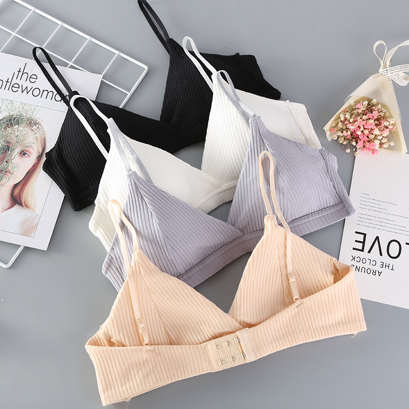 Áo lót ngực cotton thun co dãn siêu mát mùa hè NuciFera_AL12 với cup ngực tam giác trẻ trung